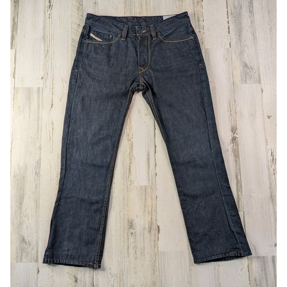 Diesel Viker Mens Jeans 32x27.5 Dark Blue Denim Straight Leg Hemmed 0088Z